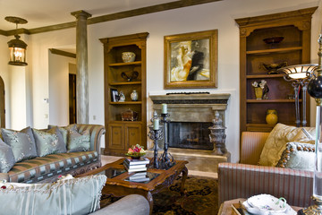 View of an old fashioned living room interior