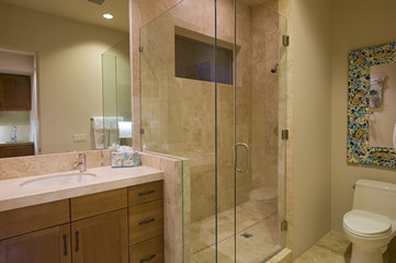 View of a modern bathroom in a house