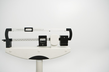 Closeup of medical weight scale in clinic