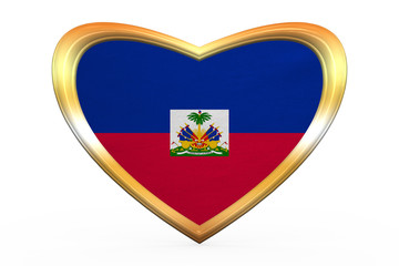 Fototapeta premium Flag of Haiti in heart shape, golden frame