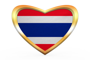 Flag of Thailand in heart shape, golden frame