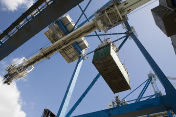 Low angle view of dockside crane against the sky Limassol Cyprus