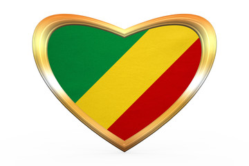 Flag of the Congo Republic in golden heart shape