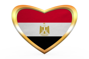 Flag of Egypt in heart shape, golden frame