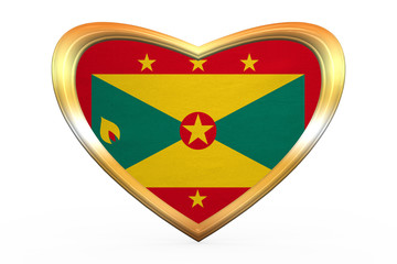 Flag of Grenada in heart shape, golden frame