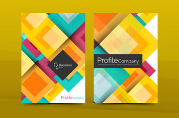 Set of front and back a4 size pages, business annual report design templates
