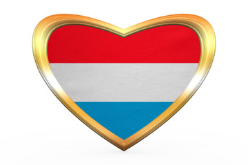Flag of Luxembourg in heart shape, golden frame