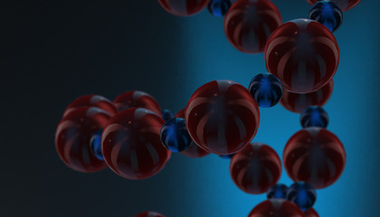 DNA in color background and various material, 3d render illustration