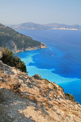 Fototapeta na wymiar Amazing Seascape of Myrtos beach, Kefalonia, Ionian islands, Greece