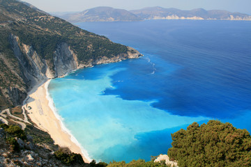 Fototapeta na wymiar Amazing Seascape of Myrtos beach, Kefalonia, Ionian islands, Greece