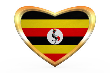 Obraz premium Flag of Uganda in heart shape, golden frame