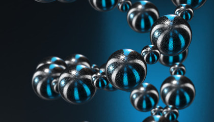 DNA in color background and various material, 3d render illustration