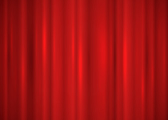 Realistic red theatrical closed curtain. Vector illustration, eps 10.
