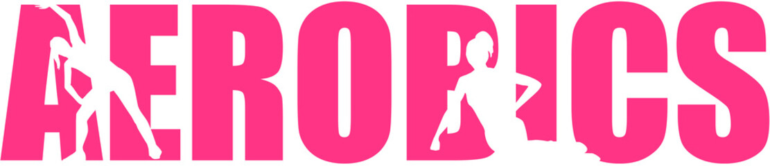 Obraz premium Aerobics word with silhouettes