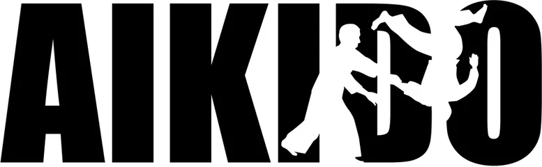 Foto op Plexiglas Aikido word with cutout silhouettes © Miceking