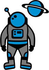 Astronaut cartoon style with saturn