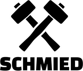 Blacksmith german word with crossed hammer
