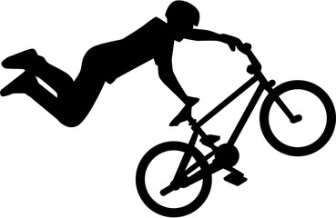 Silhouette of bmx rider stunt