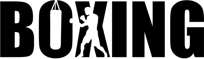 Boxing with boxer silhouette - 129982379