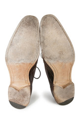 Close-up of shoe sole over white background