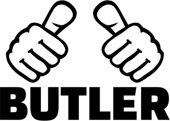 Butler with thumbs. T-Shirt design.