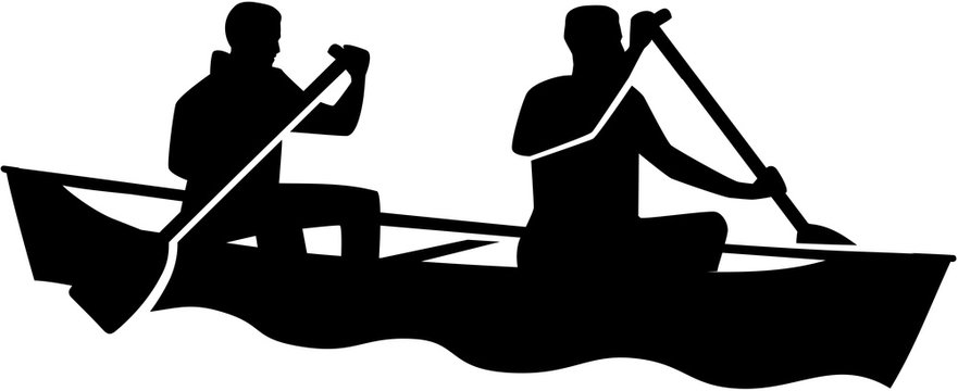 Two Man In A Canoe. Canoeing.