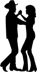 Country dancing couple silhouette