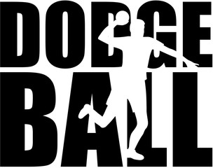 Dodgeball word with player silhouette