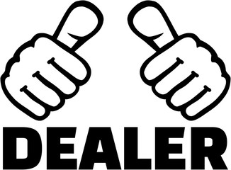 Dealer with thumbs. T-Shirt design.