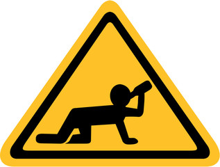Yellow sign with drunken man crawling on all fours