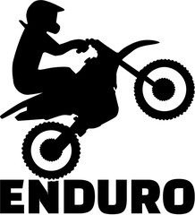Enduro word and driver silhouette - obrazy, fototapety, plakaty