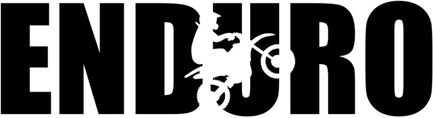 Obraz premium Słowo enduro z wycięciem sylwetka