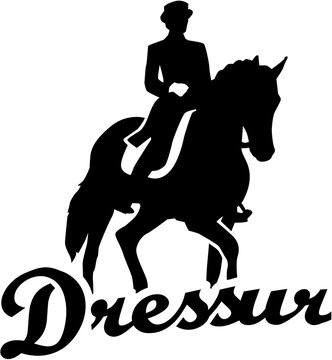 Dressage riding with retro german word