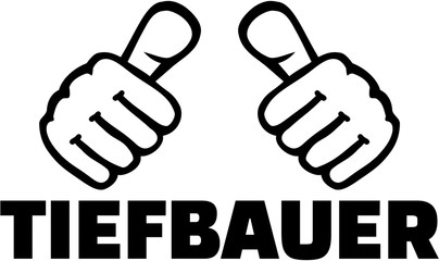 German job title. Construction worker with thumbs.