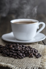 coffee cup and coffee beans