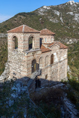 Fototapeta na wymiar Church of the Holy Mother of God in Asen's Fortress and Rhodopes mountain, Asenovgrad, Plovdiv Region, Bulgaria