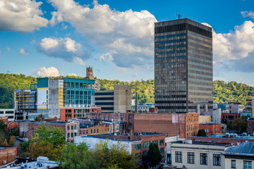 View of buildings in downtown Asheville, North Carolina.