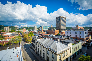 Obraz premium View of buildings in downtown Asheville, North Carolina.