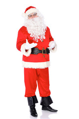 Santa Claus standing isolated on white background. Full length portrait
