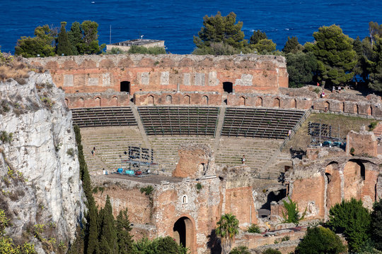 The Ancient theater of Taormina, Sicily, Italy, built by the Greeks around the third century BC