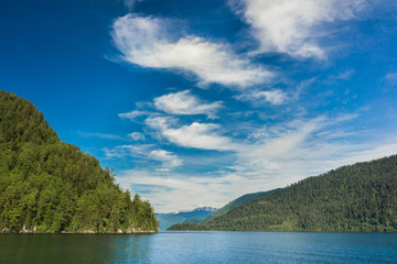 Lake mountains and blue sky