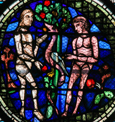 Fototapeta na wymiar Stained Glass - Adam and Eve