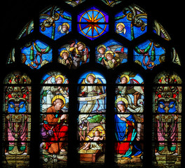 Stained Glass - Nativity Scene at Christmas