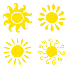 Set of hand drawn sun icons. Vector illustration.