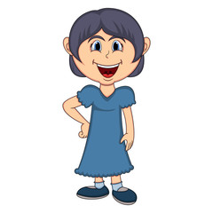 Beautiful girl with long dress cartoon