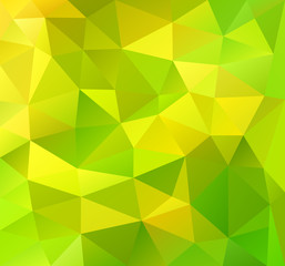 Green background with triangular polygons. Vector illustration.