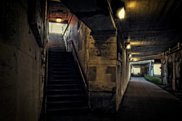 Fototapeta na wymiar Dark City Train Entrance Tunnel