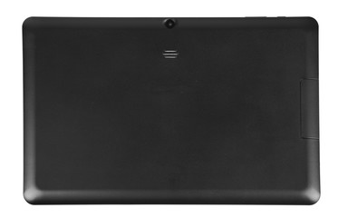 Black tablet on white background back isolated