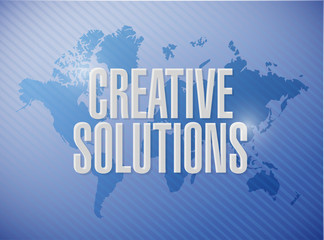 creative solutions world map sign concept