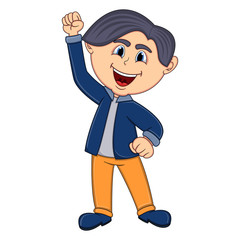 Boy raised his hand cartoon